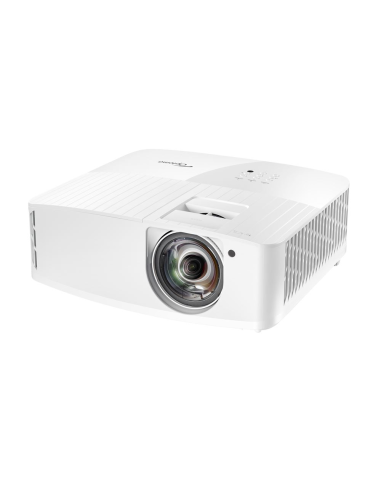 Proyector Optoma 4K400STx: True 4K UHD (8.3M píxeles), 4000 lúmenes, tiro corto 100" en 1m. HDR10/HLG, dual HDMI, RS232. Distrib